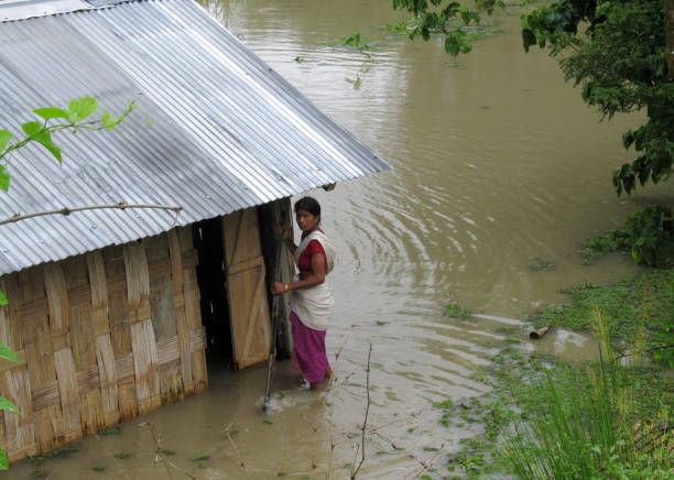 "Northeast India floods – Assam village submerged in water