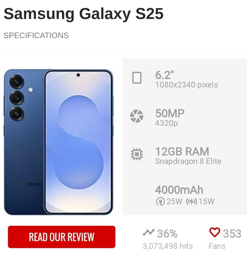 Samsung Galaxy S25 Features & Specifications