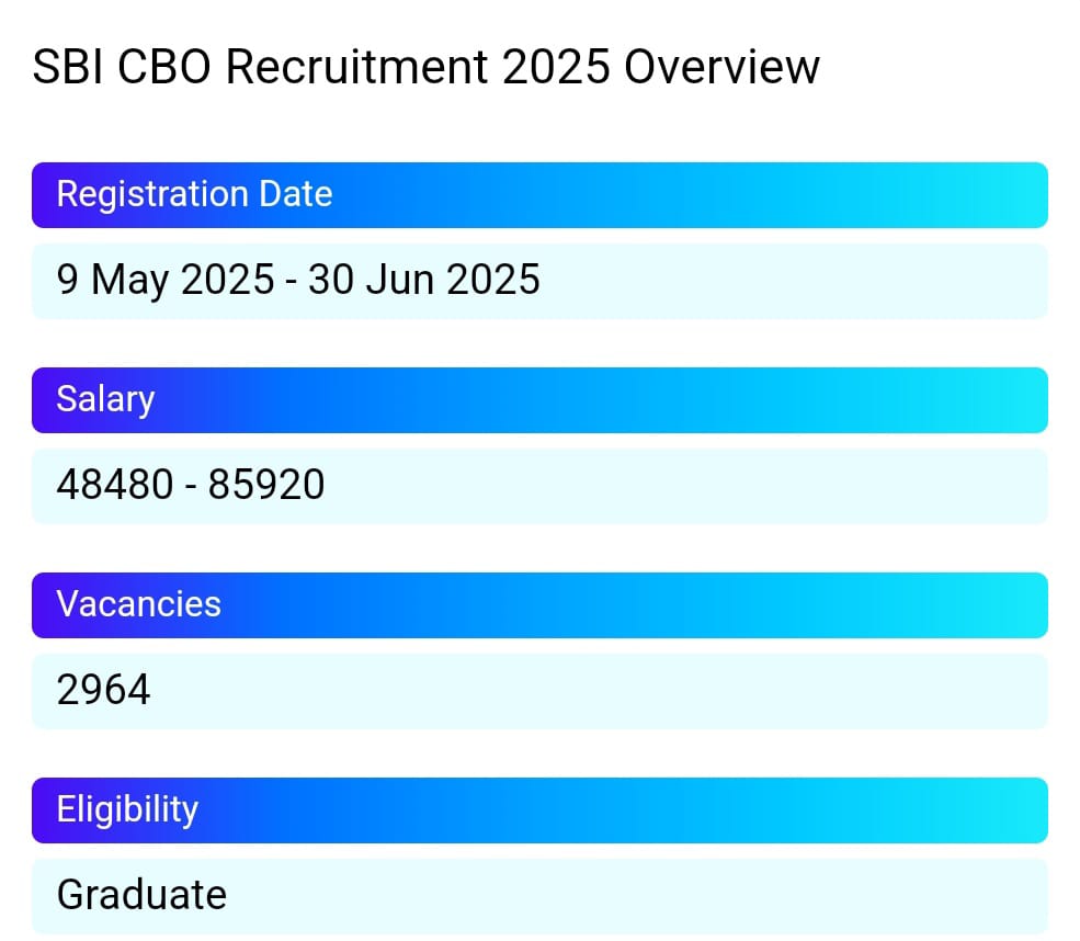 SBI CBO Recruitment 2025 – Apply Now for ₹48,480 Salary!